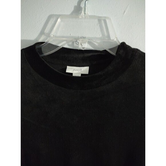 Pure Jill Black Velvet Velour Tunic Top Dress Small Pockets Dip Hem Holiday - Picture 3 of 5